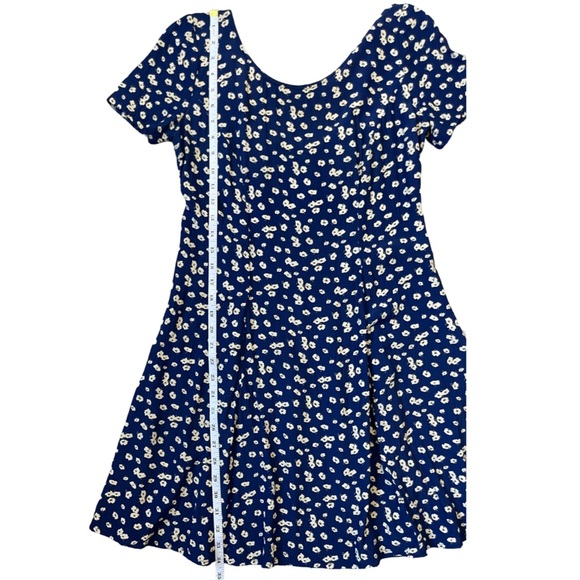 Laundry by Shelli Segal Navy Blue Floral Mini Dress Fit & Flare Short Sleeve 6 - Picture 10 of 13